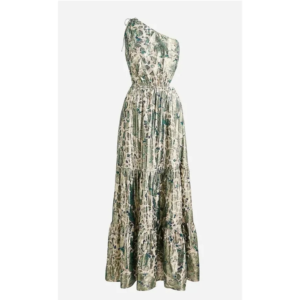 LAST ONE - J.Crew Collection one-shoulder cutout dress in floral Lurex® chiffon - Picture 4 of 13